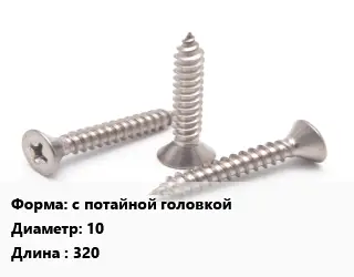 Саморез с потайной головкой D=10 L=320 сталь без покрытия
